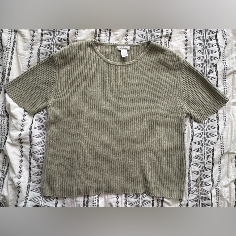 Christopher & Banks Light Green Ribbed Top Women’s L
